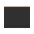 ID MARKET - Buffet bas de cuisine 110 cm ALTO avec rangements façon hêtre et noir - vignette