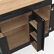 ID MARKET - Buffet bas de cuisine 110 cm ALTO avec rangements façon hêtre et noir - vignette