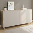 ID MARKET - Buffet 160 cm BERTILLE 4 portes bois coloris beige - vignette