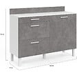 ID MARKET - Buffet bas casserolier de cuisine 120 cm CINA plan de travail H.83 cm 1 porte + 3 tiroirs blanc et effet béton - vignette