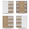 ID MARKET - Buffet d'appoint 70 cm EASY montage facile sans outils 3 étagères et 1 porte coulissante réversible blanc et bois - vignette