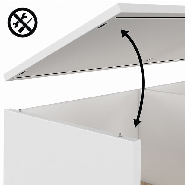 ID MARKET - Buffet d'appoint 70 cm EASY montage facile sans outils 3 étagères et 1 porte coulissante réversible blanc et bois - large