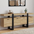 ID MARKET - Buffet enfilade 200 cm PHOENIX XXL 4 portes avec niche bois et noir - vignette