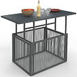 ID MARKET - Table basse de jardin relevable rectangulaire 100 cm RIO structure métal et cordage gris anthracite - vignette