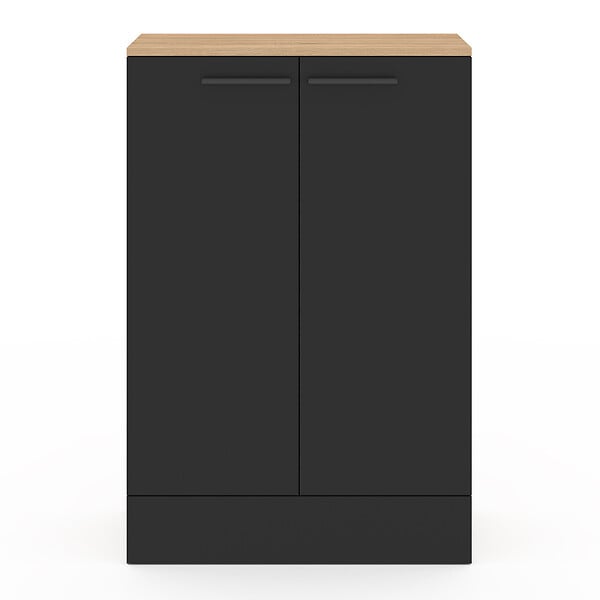 ID MARKET - Buffet bas de cuisine ALTO H.90 cm avec rangements noir et bois - large