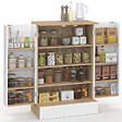 ID MARKET - Buffet bas de cuisine ALTO H.90 cm avec rangements blanc et bois - vignette