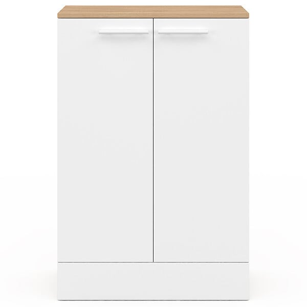 ID MARKET - Buffet bas de cuisine ALTO H.90 cm avec rangements blanc et bois - large