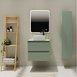 GODART - Meuble salle de bain strié 60 cm pour vasque à poser - Vert mat - A suspendre - Karaib 2 - vignette