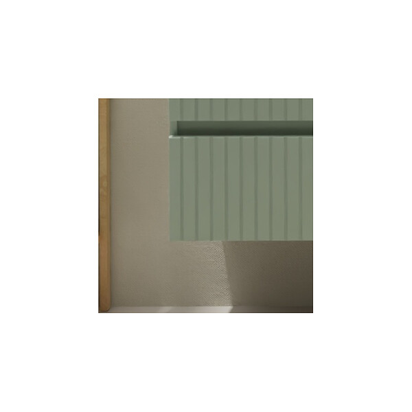 GODART - Meuble salle de bain strié 60 cm pour vasque à poser - Vert mat - A suspendre - Karaib 2 - large