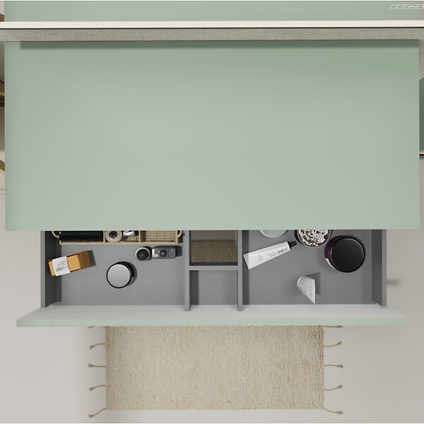 GODART - Meuble salle de bain strié 100 cm pour vasque à poser - Vert mat - A suspendre - Karaib 2 - large
