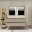 GODART - Meuble salle de bain 140 cm - Double vasque Solid surface - Beige cachemire mat - A suspendre - Karaib 2 - vignette