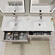 GODART - Meuble salle de bain 140 cm - Double vasque Solid surface - Beige cachemire mat - A suspendre - Karaib 2 - vignette