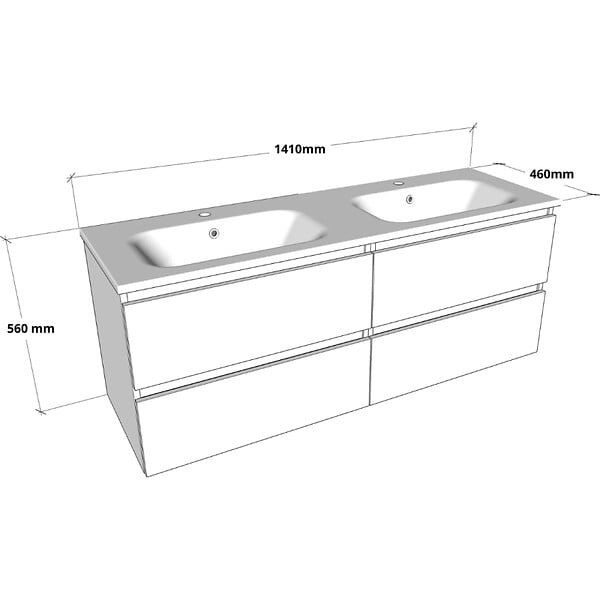 GODART - Meuble salle de bain 140 cm - Double vasque Solid surface - Beige cachemire mat - A suspendre - Karaib 2 - large