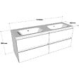 GODART - Meuble salle de bain 140 cm - Double vasque Solid surface - Beige cachemire mat - A suspendre - Karaib 2 - vignette