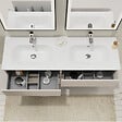 GODART - Meuble salle de bain strié 140 cm - Double vasque Solid surface - Beige cachemire mat - A suspendre - Karaib 2 - vignette