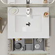 GODART - Meuble salle de bain strié 60 cm - Plan vasque céramique - Vert mat - A suspendre - Karaib 2 - vignette