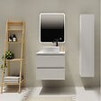 GODART - Meuble salle de bain strié 60 cm pour vasque à poser - Blanc mat - A suspendre - Karaib 2 - vignette