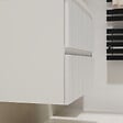 GODART - Meuble salle de bain strié 60 cm pour vasque à poser - Blanc mat - A suspendre - Karaib 2 - vignette