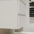 GODART - Meuble salle de bain strié 80 cm - Plan vasque céramique - Blanc mat - A suspendre - Karaib 2 - vignette