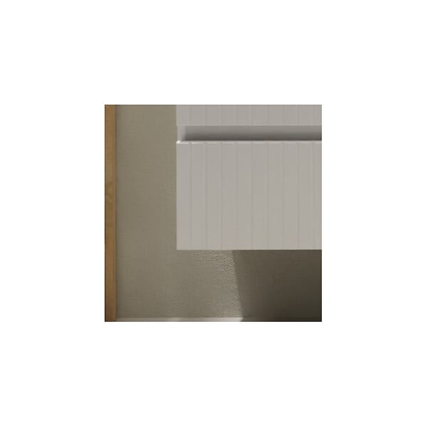 GODART - Meuble salle de bain strié 80 cm - Plan vasque céramique - Blanc mat - A suspendre - Karaib 2 - large