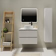 GODART - Meuble salle de bain strié 70 cm pour vasque à poser - Blanc mat - A suspendre - Karaib 2 - vignette
