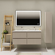 GODART - Meuble salle de bain strié 120 cm - Double vasque céramique - Beige cachemire mat - A suspendre - Karaib 2 - vignette