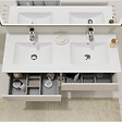 GODART - Meuble salle de bain strié 120 cm - Double vasque céramique - Beige cachemire mat - A suspendre - Karaib 2 - vignette