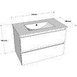 GODART - Meuble salle de bain strié 80 cm - Plan vasque céramique - Vert mat - A suspendre - Karaib 2 - vignette