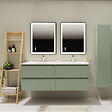 GODART - Meuble salle de bain 140 cm - Double vasque Solid surface - Vert mat - A suspendre - Karaib 2 - vignette