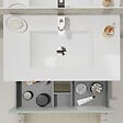 GODART - Meuble salle de bain 80 cm A poser - Plan vasque céramique - Vert mat - Karaib 2 - vignette