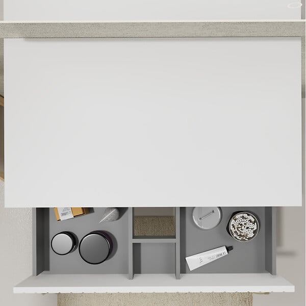 GODART - Meuble salle de bain strié 80 cm pour vasque à poser - Blanc mat - A suspendre - Karaib 2 - large