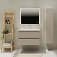 GODART - Meuble salle de bain 80 cm - Plan vasque céramique - Beige cachemire mat - A suspendre - Karaib 2 - vignette
