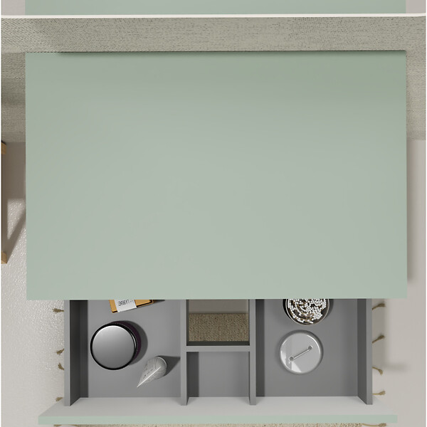 GODART - Meuble salle de bain 70 cm pour vasque à poser - Vert mat - A suspendre - Karaib 2 - large
