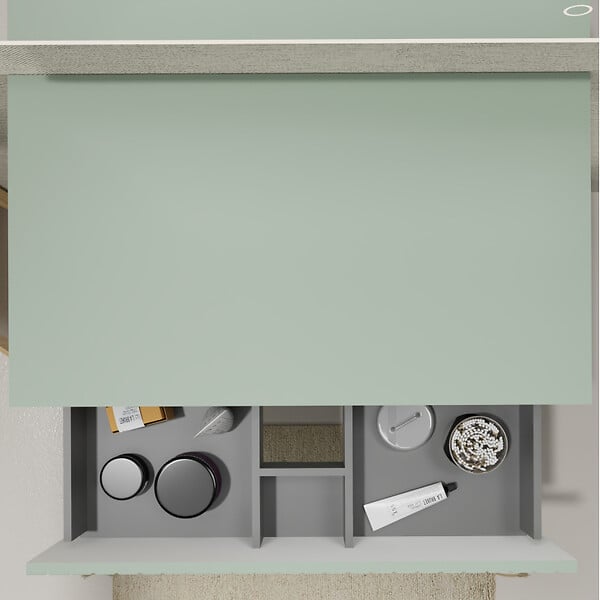 GODART - Meuble salle de bain strié 80 cm pour vasque à poser - Vert mat - A suspendre - Karaib 2 - large