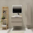 GODART - Meuble salle de bain strié 70 cm pour vasque à poser - Beige cachemire mat - A suspendre - Karaib 2 - vignette