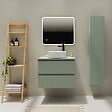 GODART - Meuble salle de bain strié 70 cm pour vasque à poser - Vert mat - A suspendre - Karaib 2 - vignette
