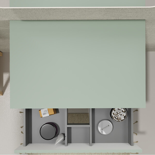 GODART - Meuble salle de bain strié 70 cm pour vasque à poser - Vert mat - A suspendre - Karaib 2 - large