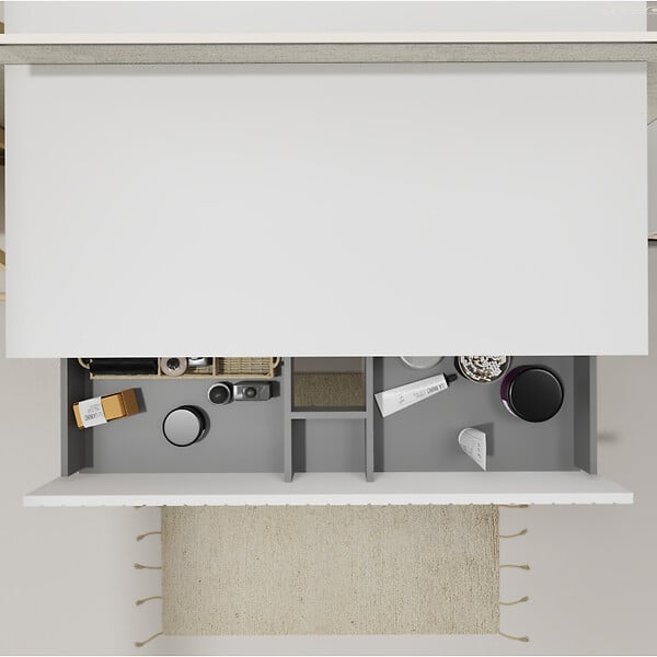 GODART - Meuble salle de bain strié 100 cm pour vasque à poser - Blanc mat - A suspendre - Karaib 2 - large