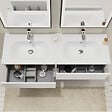 GODART - Meuble salle de bain strié 140 cm - Double vasque Solid surface - Blanc mat - A suspendre - Karaib 2 - vignette