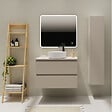 GODART - Meuble salle de bain 80 cm pour vasque à poser - Beige cachemire mat - A suspendre - Karaib 2 - vignette