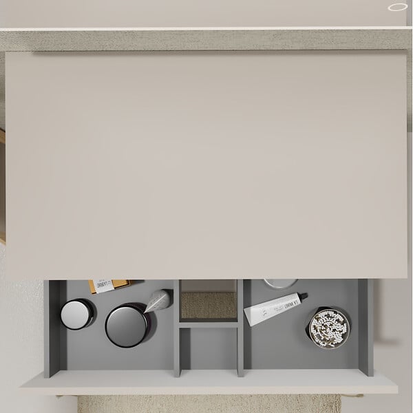 GODART - Meuble salle de bain 80 cm pour vasque à poser - Beige cachemire mat - A suspendre - Karaib 2 - large