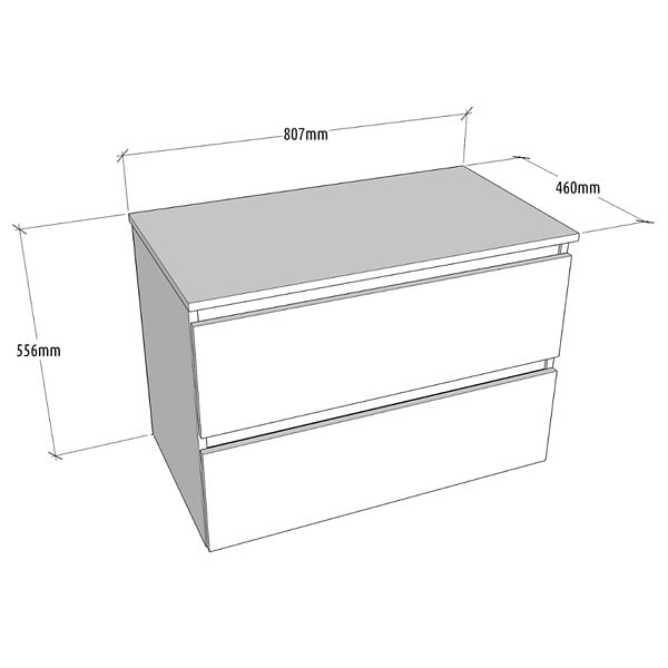 GODART - Meuble salle de bain 80 cm pour vasque à poser - Beige cachemire mat - A suspendre - Karaib 2 - large