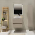 GODART - Meuble salle de bain strié 60 cm pour vasque à poser - Beige cachemire mat - A suspendre - Karaib 2 - vignette