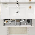 GODART - Meuble salle de bain 100 cm - Plan vasque céramique - Beige cachemire mat - A suspendre - Karaib 2 - vignette