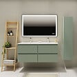GODART - Meuble salle de bain strié 120 cm - Double vasque céramique - Vert mat - A suspendre - Karaib 2 - vignette