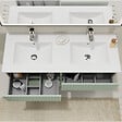 GODART - Meuble salle de bain strié 120 cm - Double vasque céramique - Vert mat - A suspendre - Karaib 2 - vignette