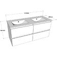 GODART - Meuble salle de bain strié 120 cm - Double vasque céramique - Vert mat - A suspendre - Karaib 2 - vignette