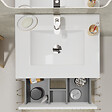 GODART - Meuble salle de bain strié 60 cm - Plan vasque céramique - Blanc mat - A suspendre - Karaib 2 - vignette