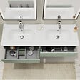 GODART - Meuble salle de bain strié 140 cm - Double vasque Solid surface - Vert mat - A suspendre - Karaib 2 - vignette
