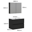 ALLIBERT - Ensemble meuble salle de bain 80 cm + armoire - plan céramique - Noir mat - A suspendre - Donna - vignette